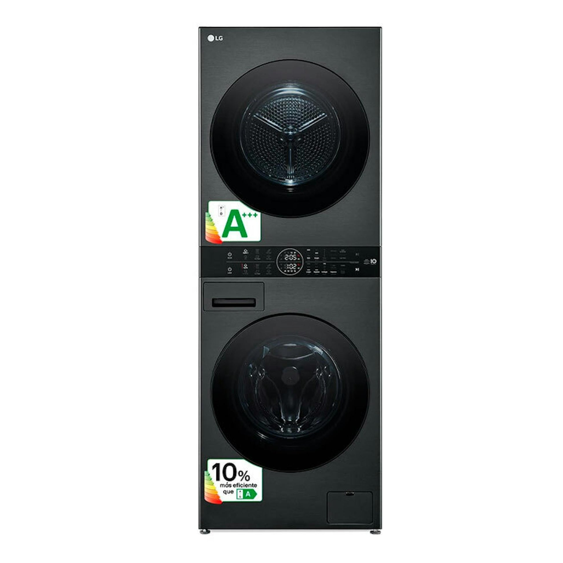 Torre de lavado y secado LG WT1210BBF negra con dos tambos frontales