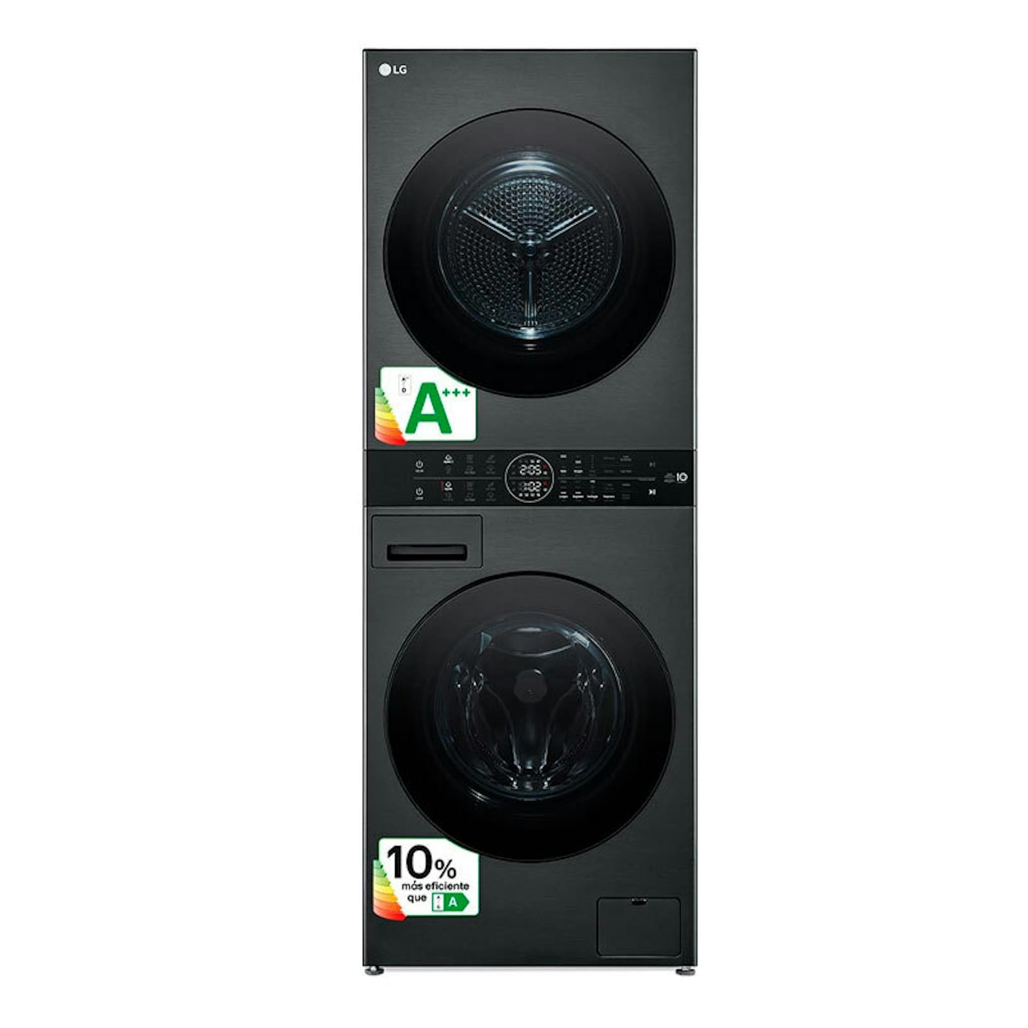 Torre de lavado y secado LG WT1210BBF negra con dos tambos frontales