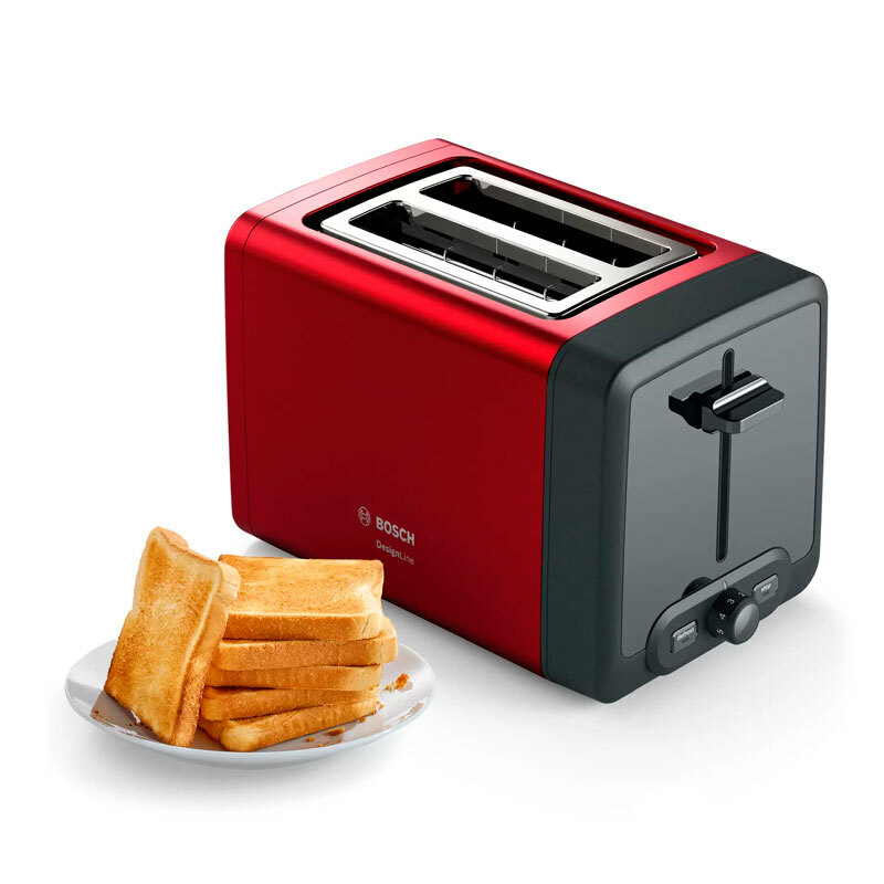 Tostadora Bosch TAT4P424 – Rojo, 2 ranuras, 970 W