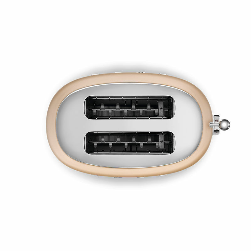 Tostadora Smeg TSF01CHMEU – Oro mate, Ranuras extraanchas, 6 niveles de tostado