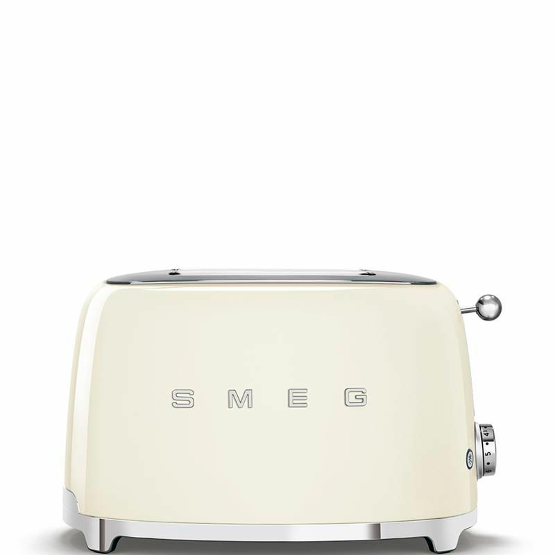 Tostadora Smeg TSF01CREU – Crema 50's, 2 ranuras extra anchas, Funciones bagel/descongelar/recalentar
