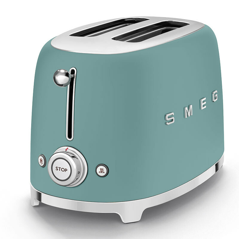 Tostadora Smeg TSF01EGMEU – Verde esmeralda, 2 ranuras extra anchas, 6 niveles