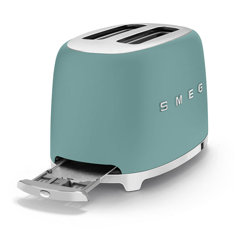 Tostadora Smeg TSF01EGMEU – Verde esmeralda, 2 ranuras extra anchas, 6 niveles