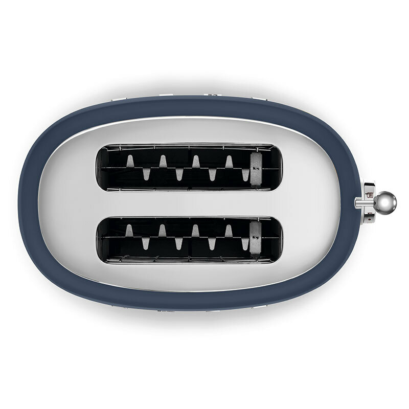 Tostadora Smeg TSF01NBEU – Azul Marino 50's, 2 ranuras extra anchas, Descongelar/Recalentar/Bagel