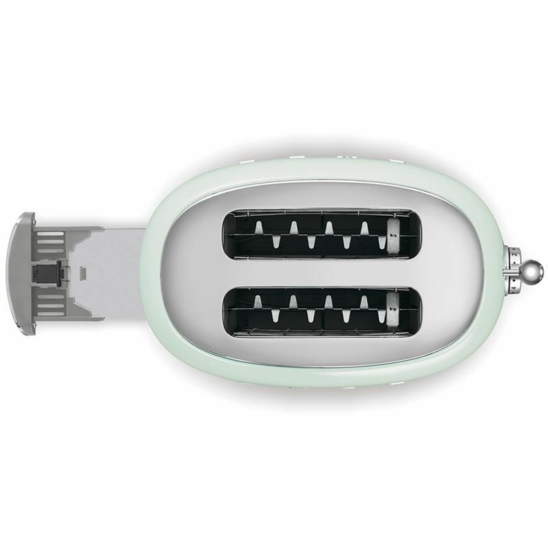 Tostadora Smeg TSF01PGEU – Verde pastel 50's, 2 ranuras extra anchas, 6 niveles