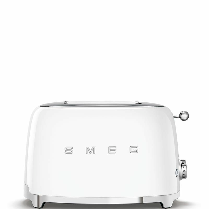 Tostadora Smeg TSF01WHEU – Blanco 50's Style, 2 ranuras extra anchas, 6 niveles