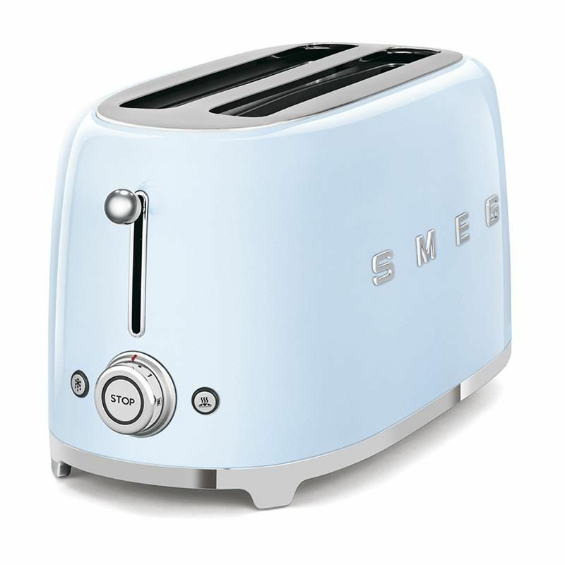 Tostadora Smeg TSF02PBEU – Ranuras extra anchas 36 mm, 1500 W, Azul retro