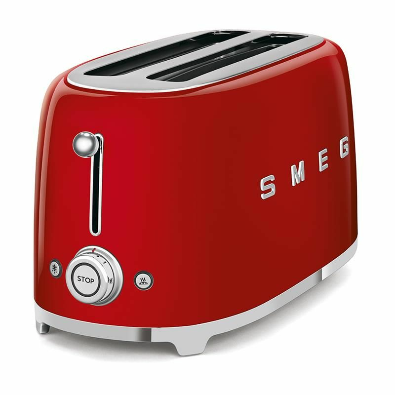 Tostadora Smeg TSF02RDEU – Rojo, 2 ranuras extra anchas, 6 niveles