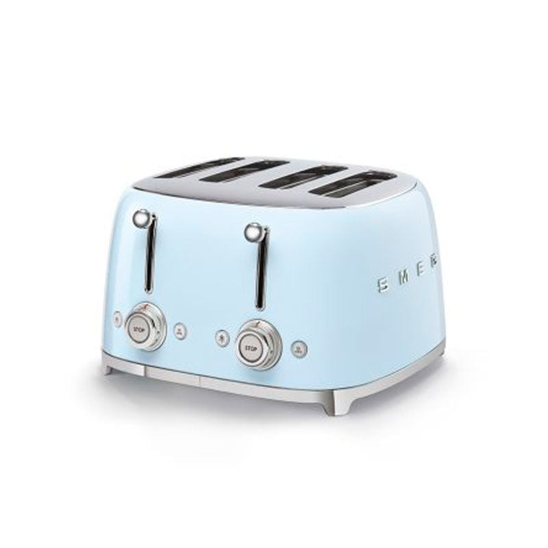 Tostadora Smeg TSF03PBEU – Azul pastel, 4 ranuras extra anchas, 2000 W