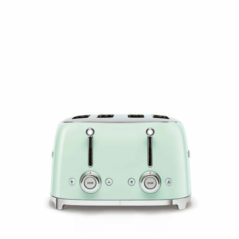 Tostadora Smeg TSF03PGEU – Verde pastel, 4 ranuras extra anchas, 2000 W