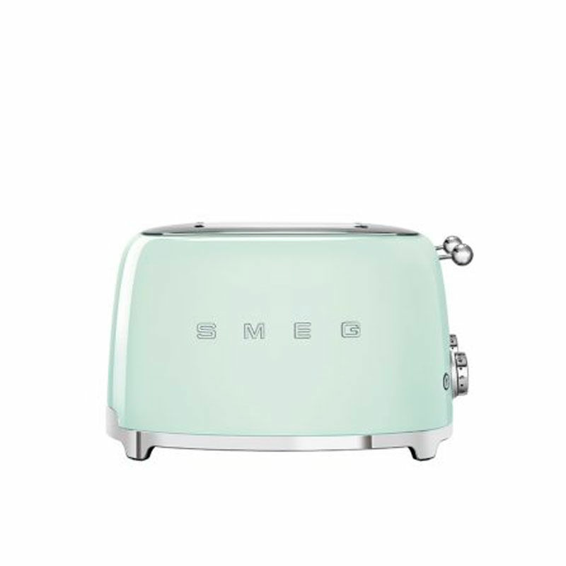 Tostadora Smeg TSF03PGEU – Verde pastel, 4 ranuras extra anchas, 2000 W