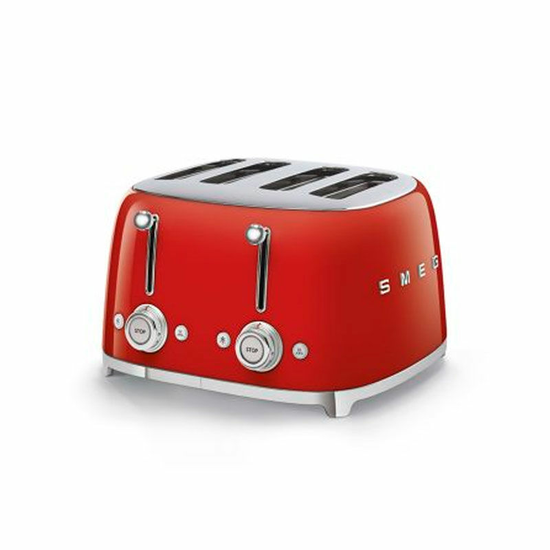 Tostadora Smeg TSF03RDEU – Rojo 50's, 4 ranuras extraanchas, 6 niveles de tostado