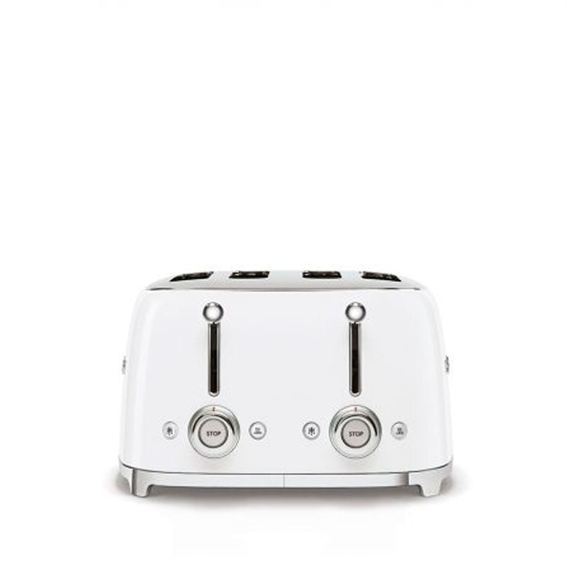 Tostadora Smeg TSF03WHEU – 4 ranuras extra anchas, 2000 W, diseño 50's blanco