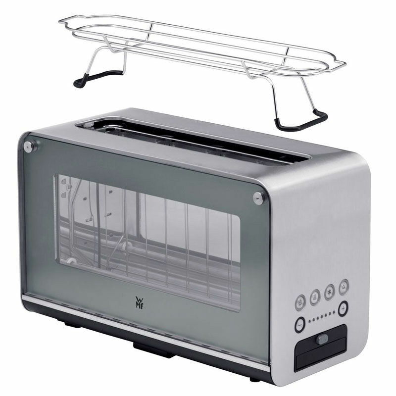Tostadora WMF Lono Glass – Ranura larga, 7 niveles, Cromargan Inox