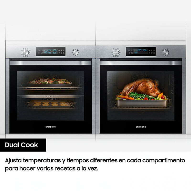 Horno integrable Samsung NV7B4530ZAS/U1 – 76 L, Dual Cook Flex, Limpieza pirolítica