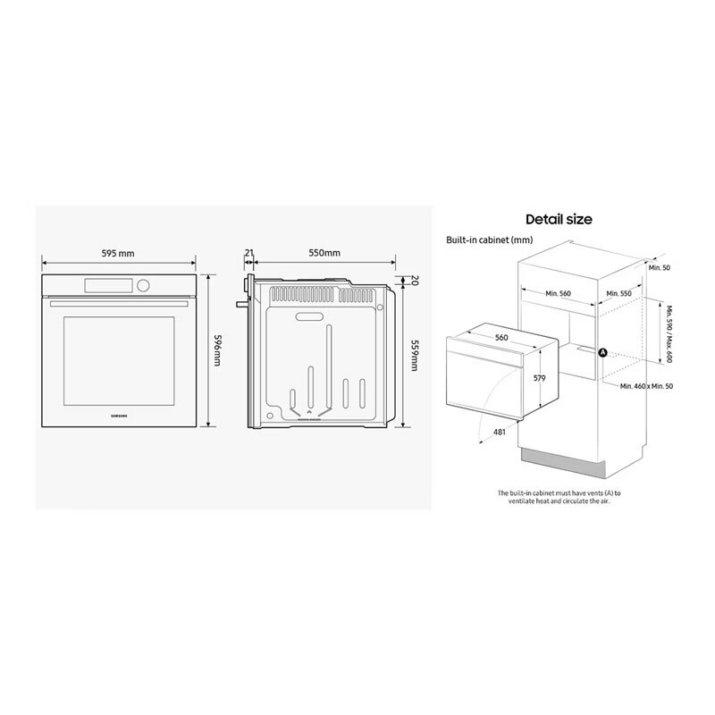 Horno multifunción integrable Samsung NV7B6795JAK/U1 – 76 L, Dual Cook Flex, Full Steam