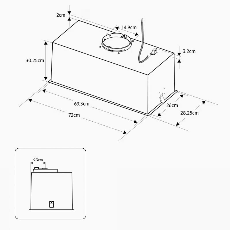 Campana grupo filtrante Samsung NK72FG455CS/UR – 577 m³/h, Bajo mueble, Inox