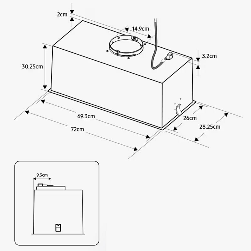 Campana extractora Samsung NK72FG454CS/UR – 72 cm, 625 m³/h, Inox