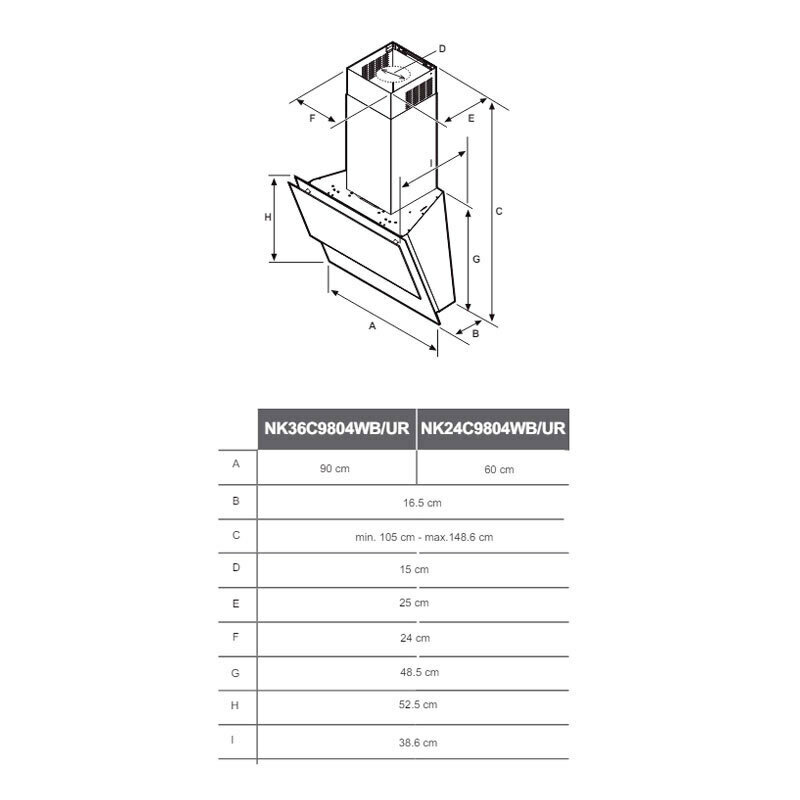 Campana extractora decorativa Samsung NK36C9804WB/UR – 90 cm, 560 m³/h, A+