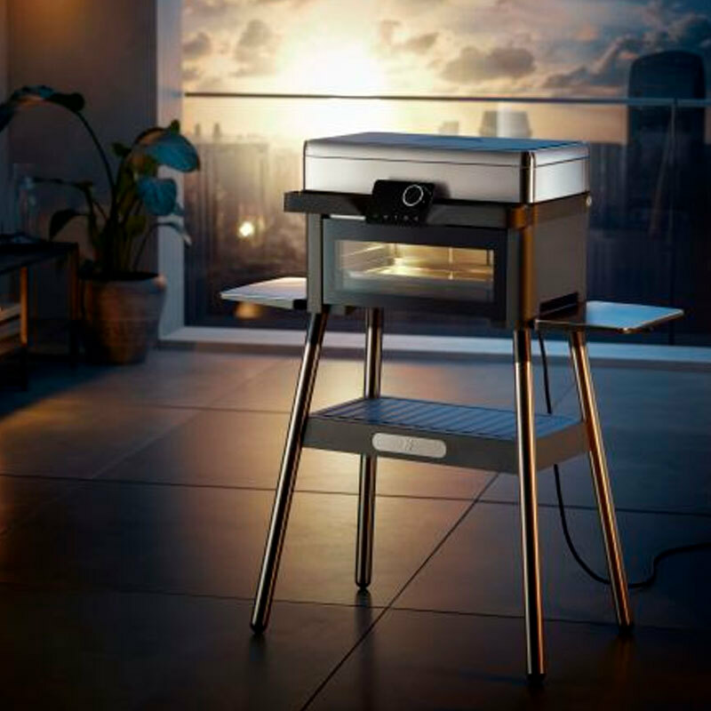 Barbacoa eléctrica de sobremesa WMF Profi Plus Urban Master – 3.000 W, Horno integrado, Acabado Cromargan