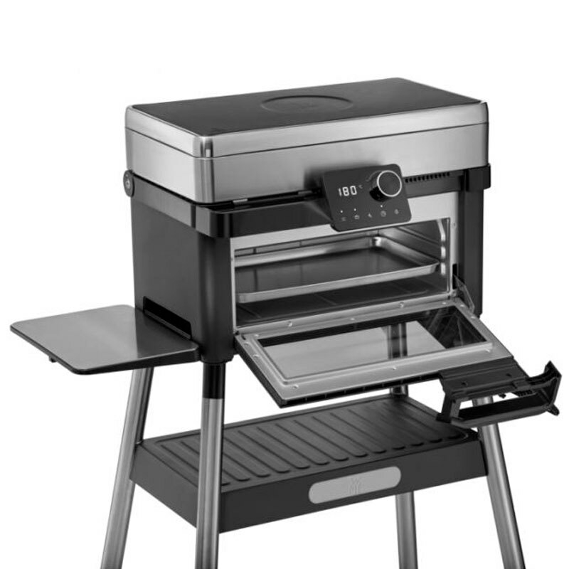 Barbacoa eléctrica de sobremesa WMF Profi Plus Urban Master – 3.000 W, Horno integrado, Acabado Cromargan