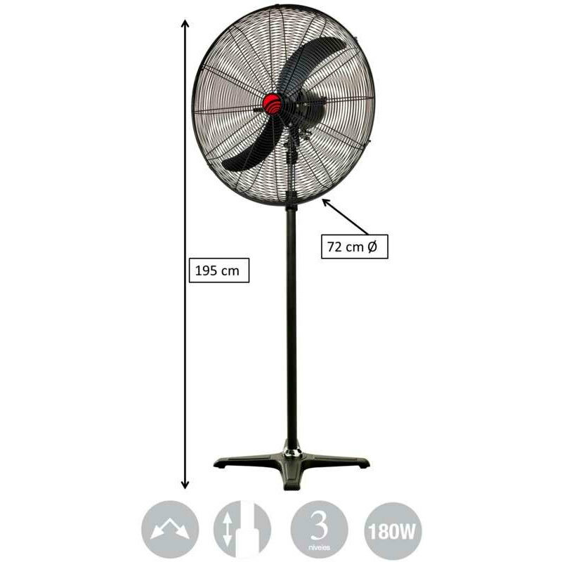 Ventilador de pie industrial FM Calefacción CI-185 – 180 W, 72 cm aspas, altura 210 cm