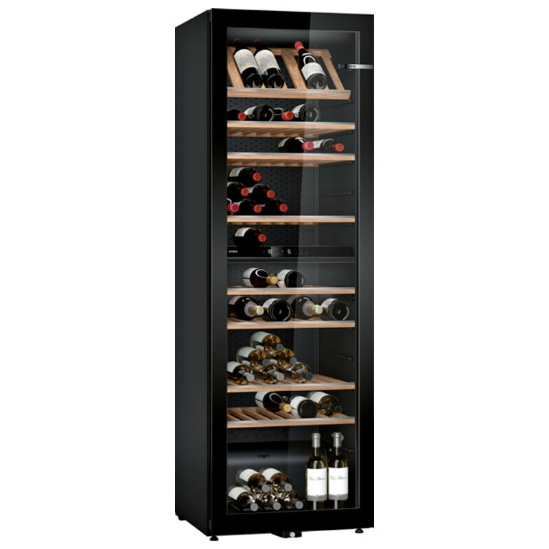 Vinoteca Bosch KWK36ABGA – 199 botellas, Doble zona 7–19 °C, Puerta con filtro UV