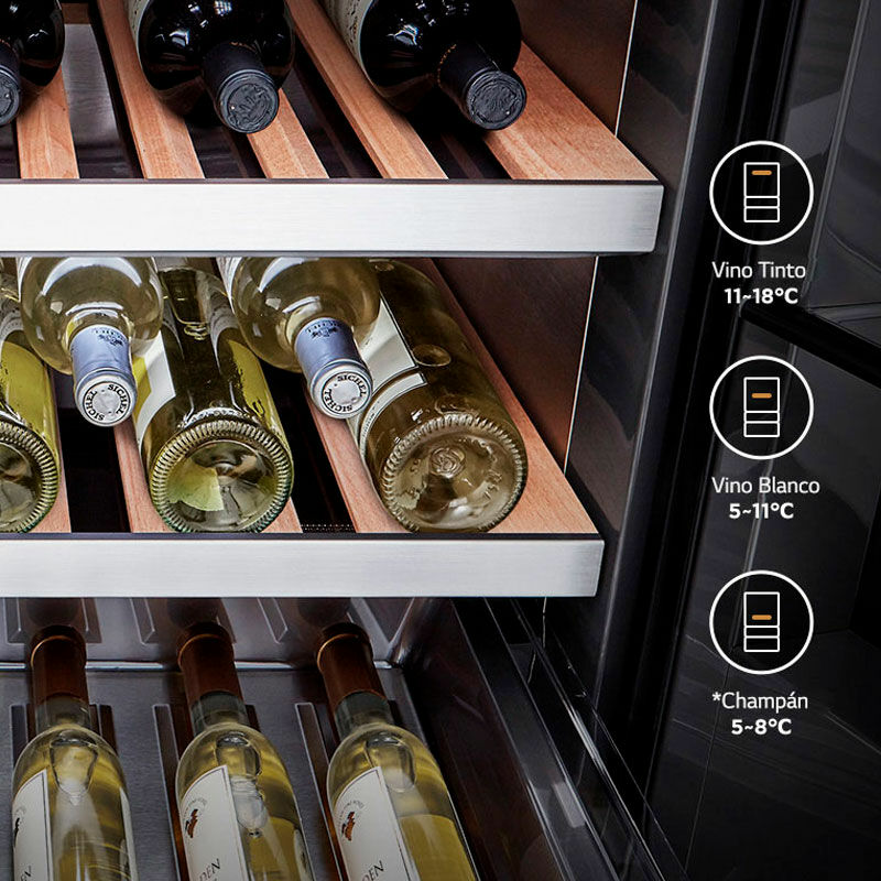 Vinoteca LG SIGNATURE LSR200W – 65 botellas, 3 zonas, Filtro UV