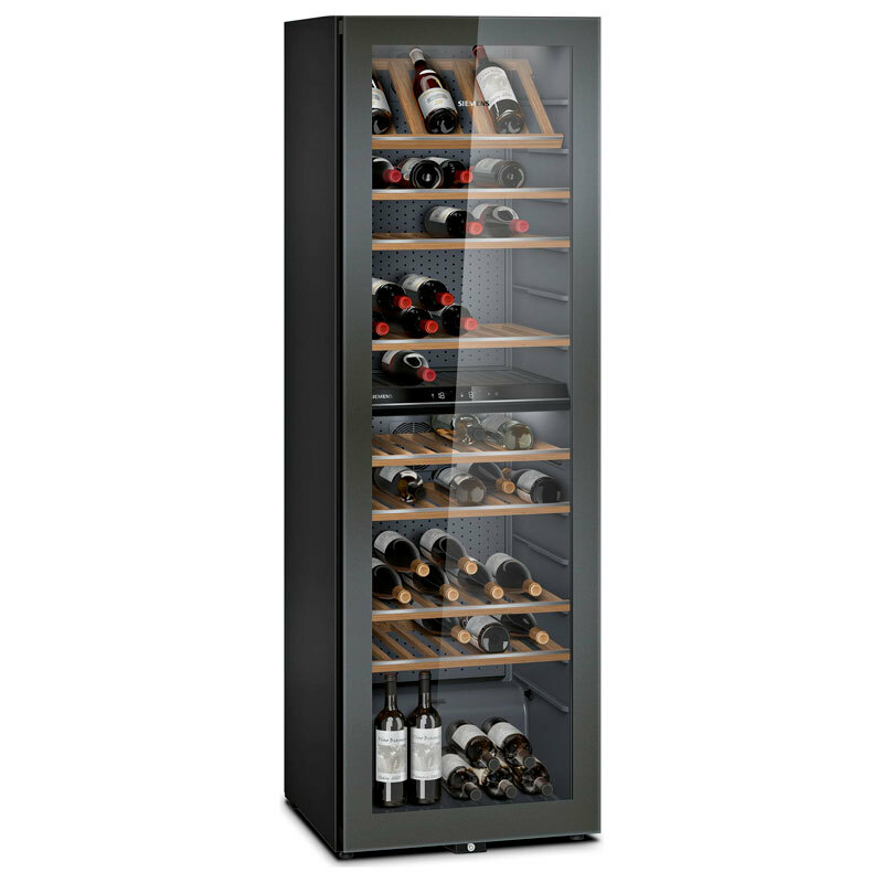 Vinoteca Siemens KW36KATGA – 199 botellas, 2 zonas 7-19 °C, puerta cristal UV