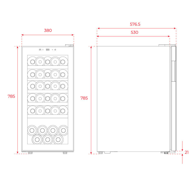 Vinoteca Teka RVF10032GBK – 32 botellas, 5–18 °C, Doble cristal UV