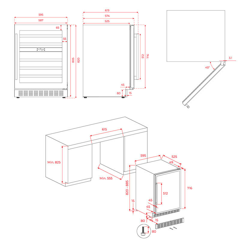 Vinoteca Teka RVU 20046 – 46 botellas, Protección UV, No Frost