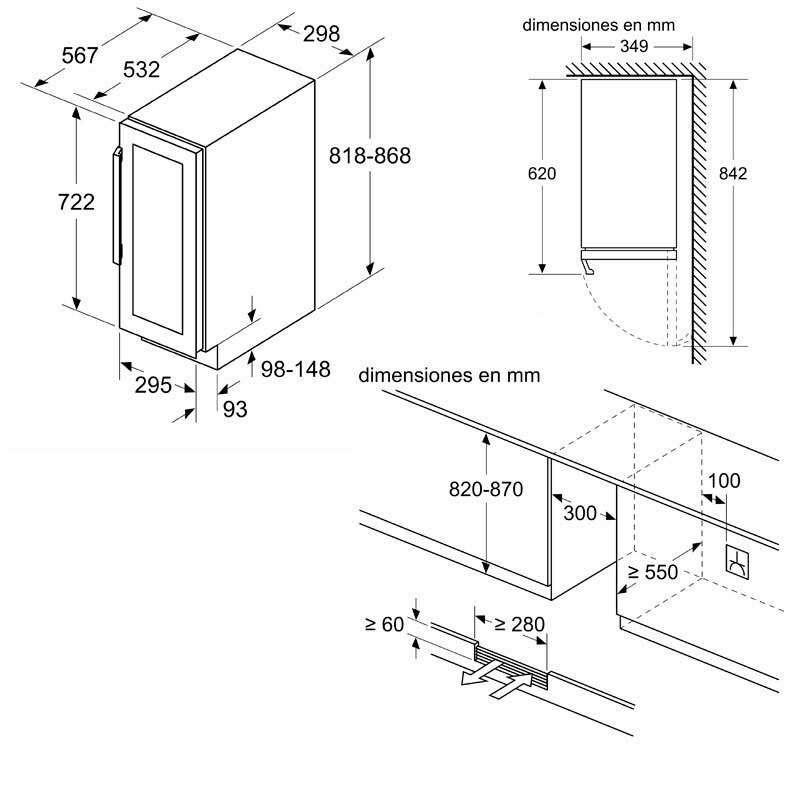 Vinoteca integrable Bosch KUW20VHF0 – 21 botellas, 5–20 °C, 38 dB