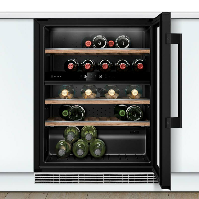 Vinoteca integrable Bosch KUW21AHG0 – 44 botellas, 2 zonas 5-20 °C, puerta cristal UV