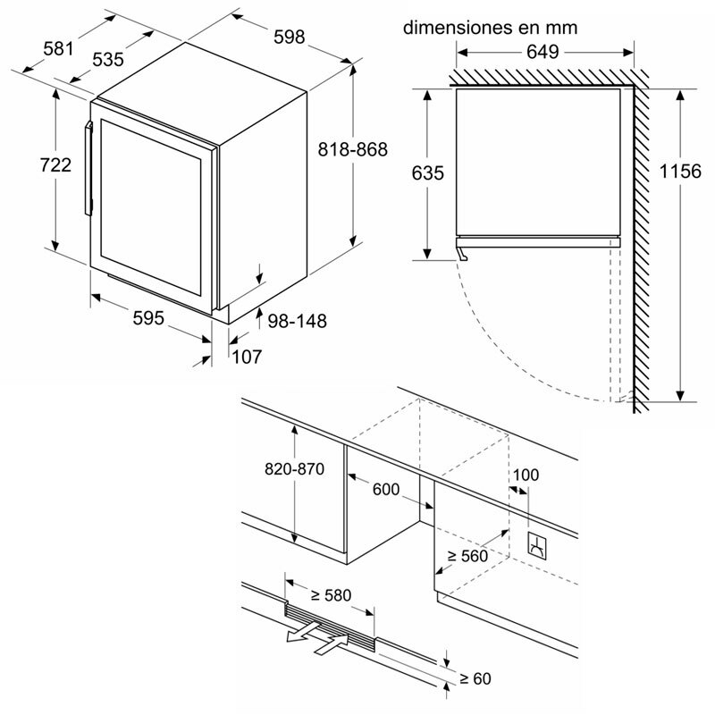 Vinoteca integrable Bosch KUW21AHG0 – 44 botellas, 2 zonas 5-20 °C, puerta cristal UV