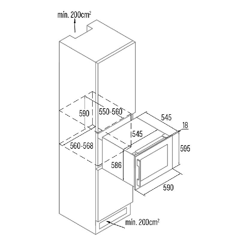 Vinoteca integrable CATA VI 59036 X – 36 botellas, 5-20 °C, estantes madera