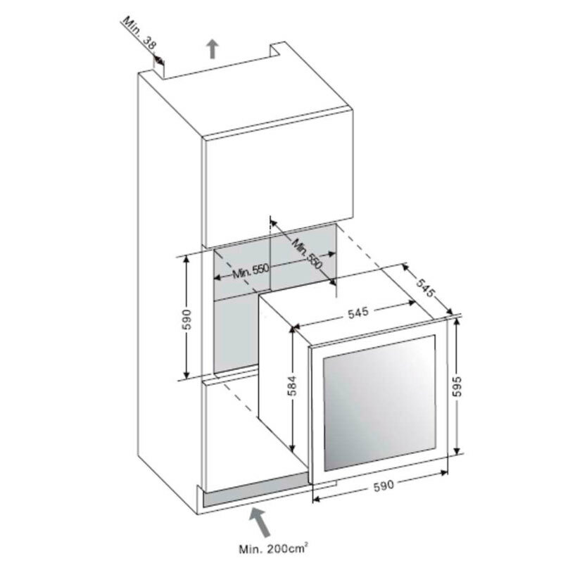 Vinoteca integrable Fagor 3WCI6040N – 34 botellas, 2 zonas 5–20 °C, No Frost