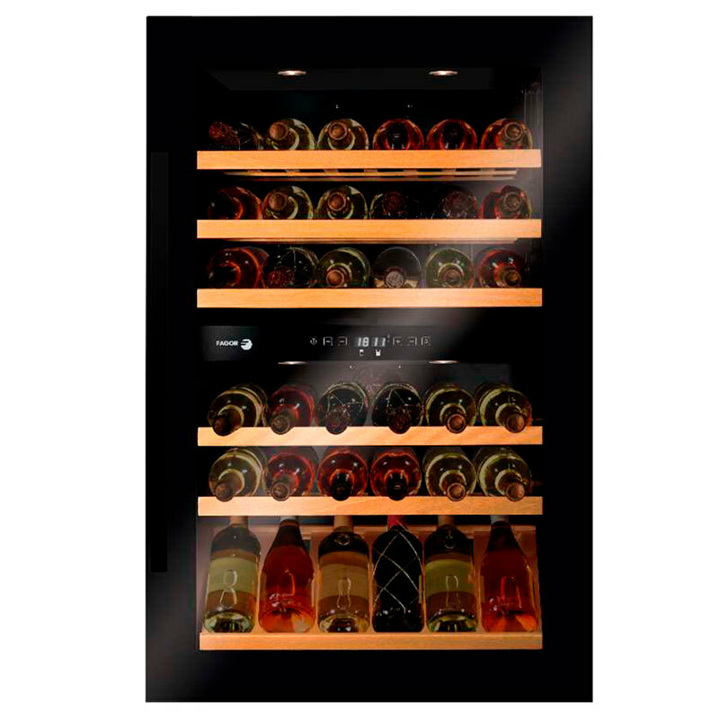 Vinoteca integrable Fagor 3WCI8840N – 57 botellas, Doble zona 5–20 °C, Cristal con filtro UV