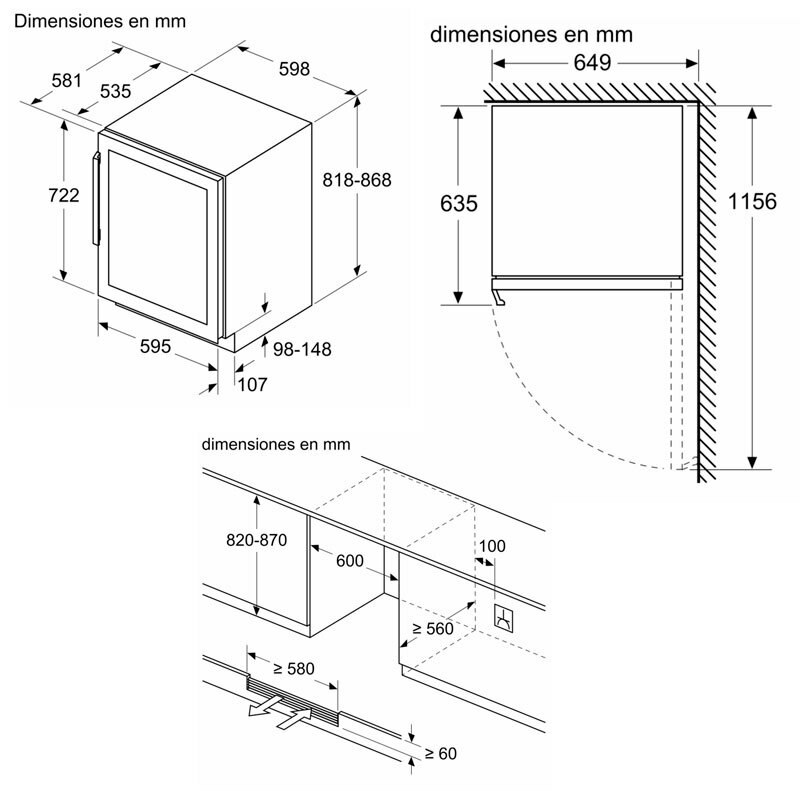 Vinoteca integrable Siemens KU21WAHG0 – 44 botellas, 2 zonas (5-20 °C), puerta cristal con filtro UV