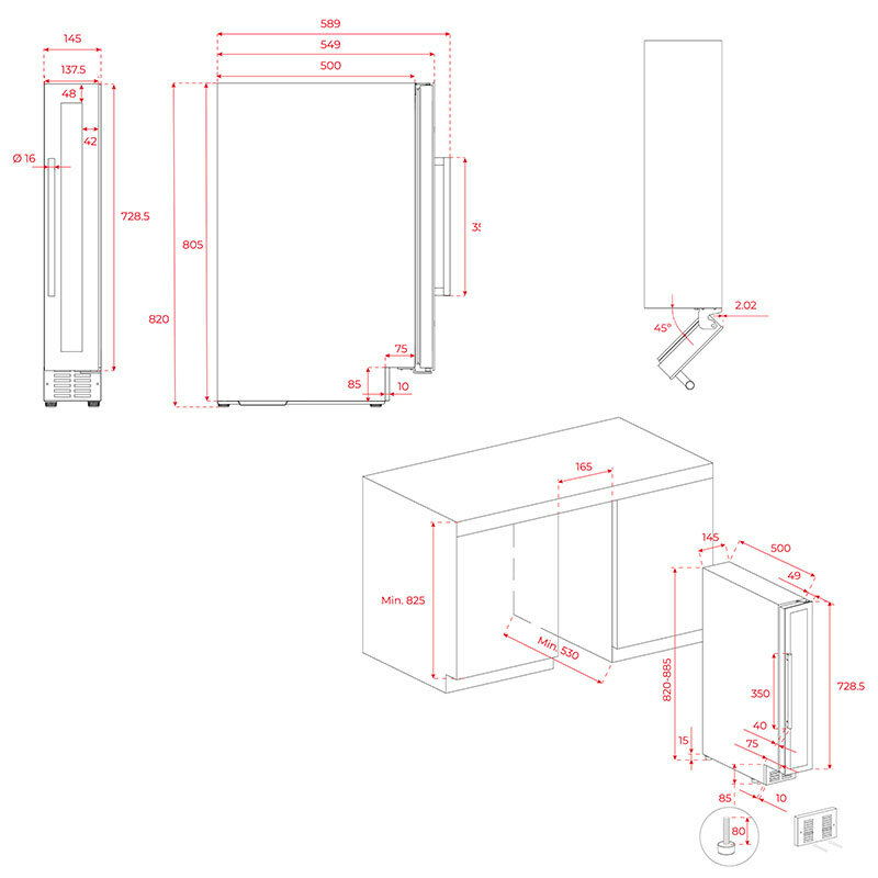 Vinoteca integrable Teka RVU10008 – 8 botellas, 5–18 °C, protección UV