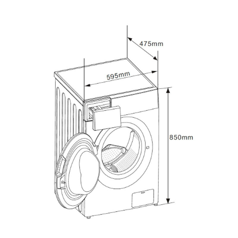 Lavadora frontal Midea MF100W70BA/W-ES – 7 kg, 1.400 rpm, Clase A