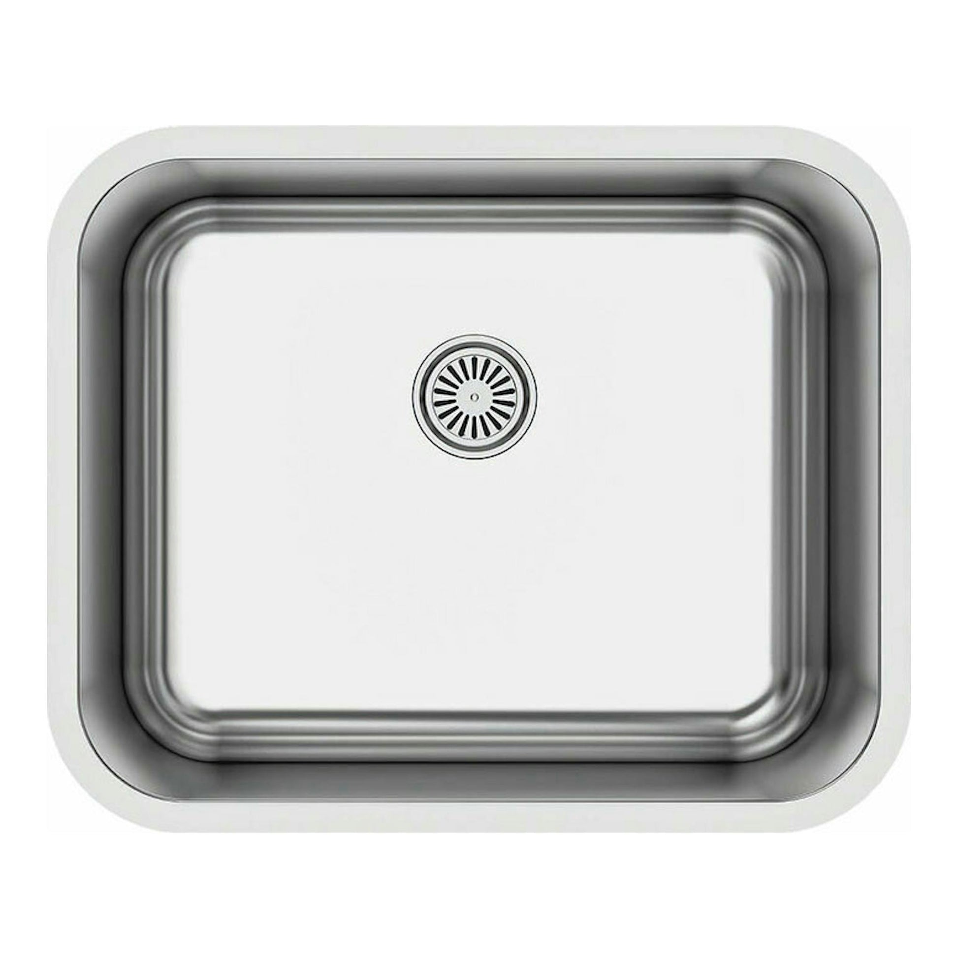 Fregadero Cata CBP5040/A de acero inoxidable, vista superior, cubeta rectangular con desagüe central.