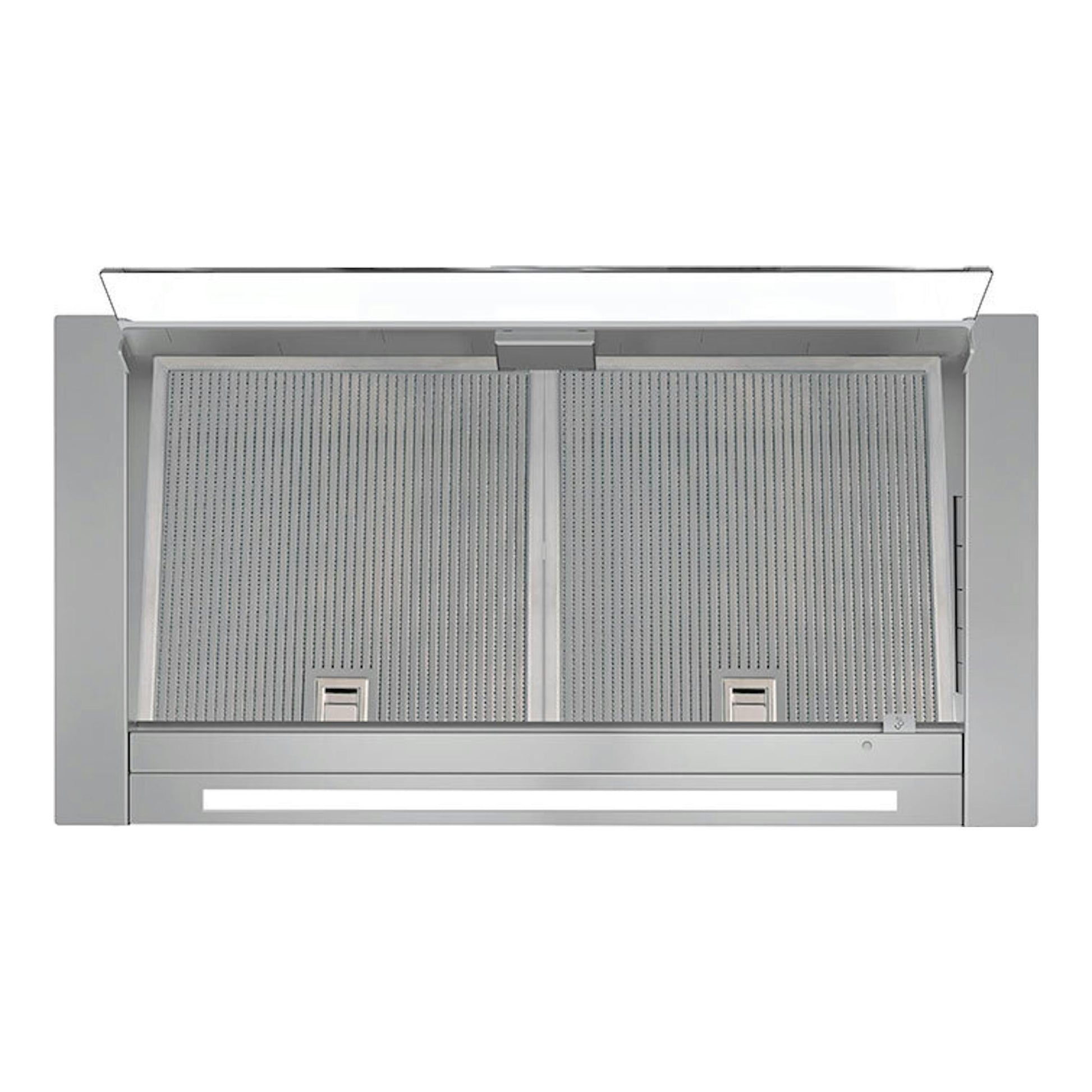 Campana integrable Cata Corona No Drip/A inox de 60 cm, vista frontal con dos filtros y visor de vidrio.