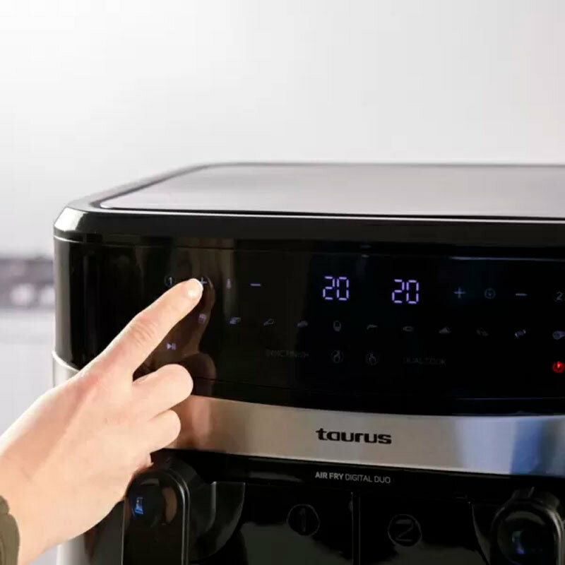 Freidora de aire Taurus Air Fry Digital Duo – Doble cesta 9 L, Pantalla táctil, 12 programas