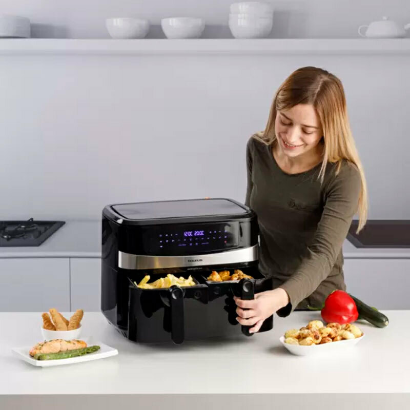 Freidora de aire Taurus Air Fry Digital Duo – Doble cesta 9 L, Pantalla táctil, 12 programas
