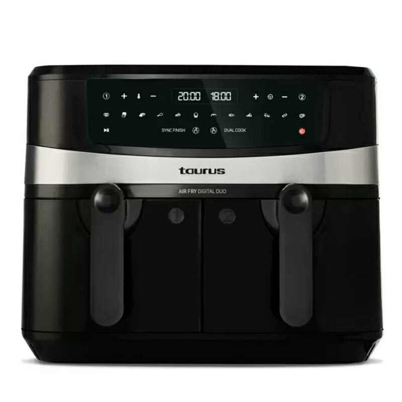 Freidora de aire Taurus Air Fry Digital Duo – Doble cesta 9 L, Pantalla táctil, 12 programas
