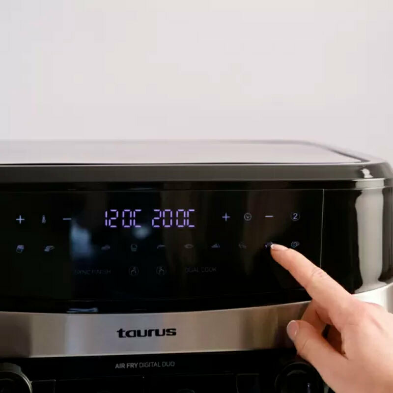 Freidora de aire Taurus Air Fry Digital Duo – Doble cesta 9 L, Pantalla táctil, 12 programas