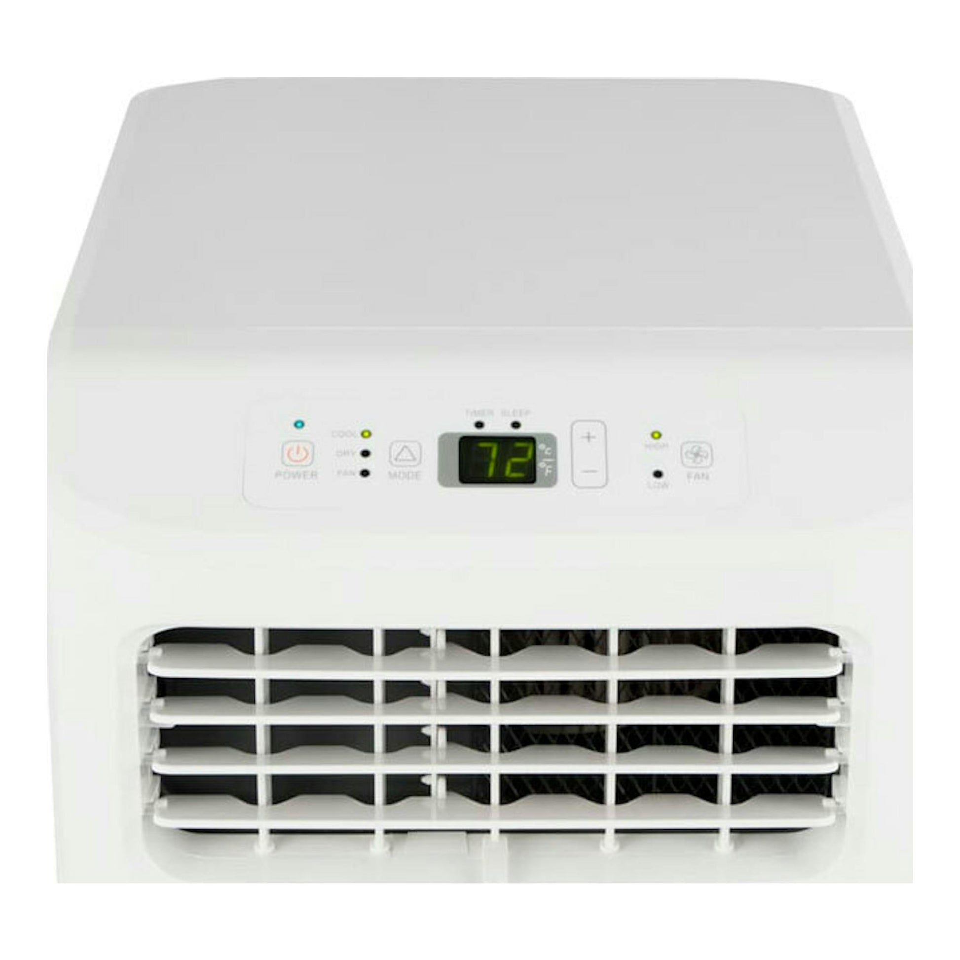 Aire acondicionado portátil Hisense APC09KV blanco, vista frontal con rejilla y panel digital.