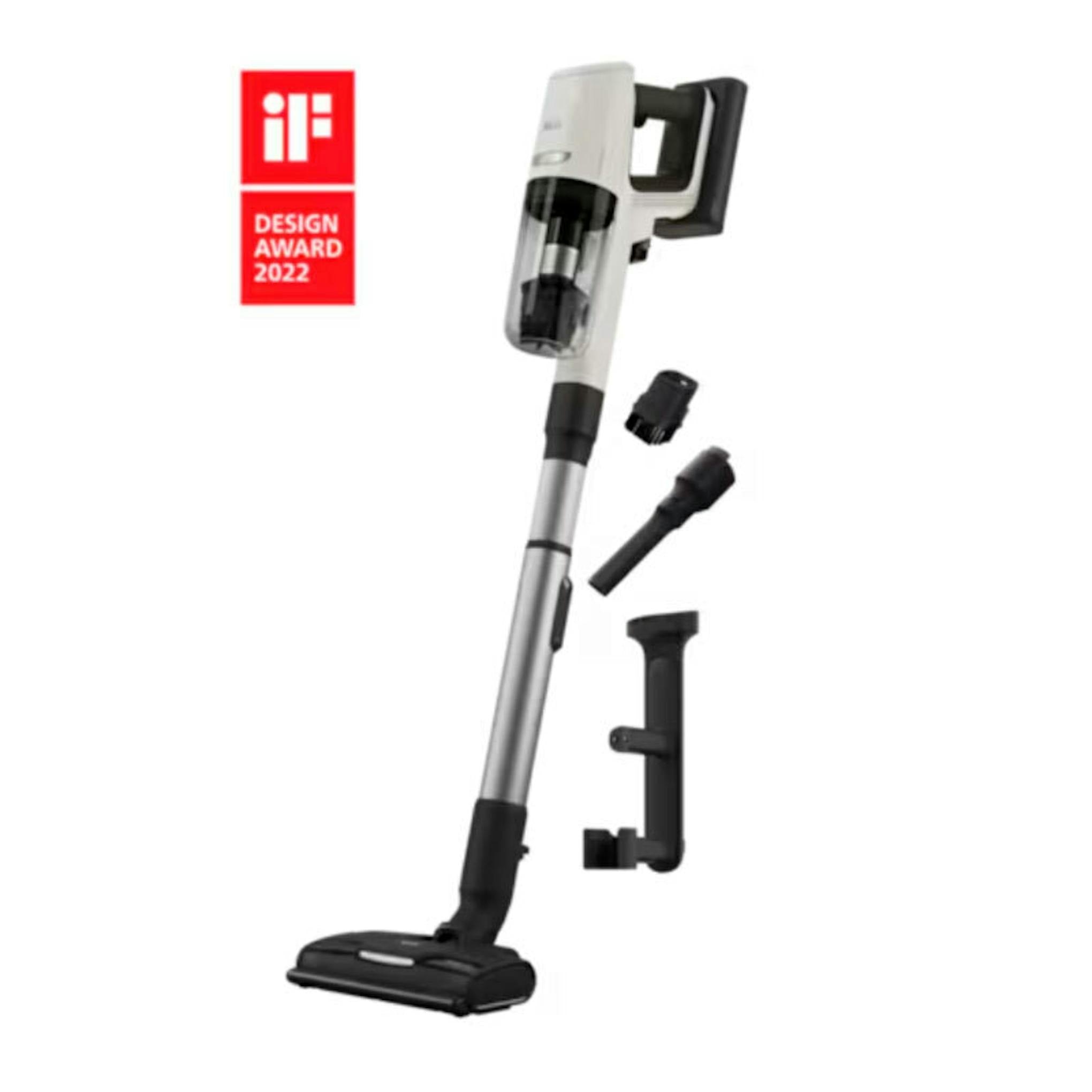 Aspirador AEG AP81UB25SH con accesorios sobre fondo blanco
