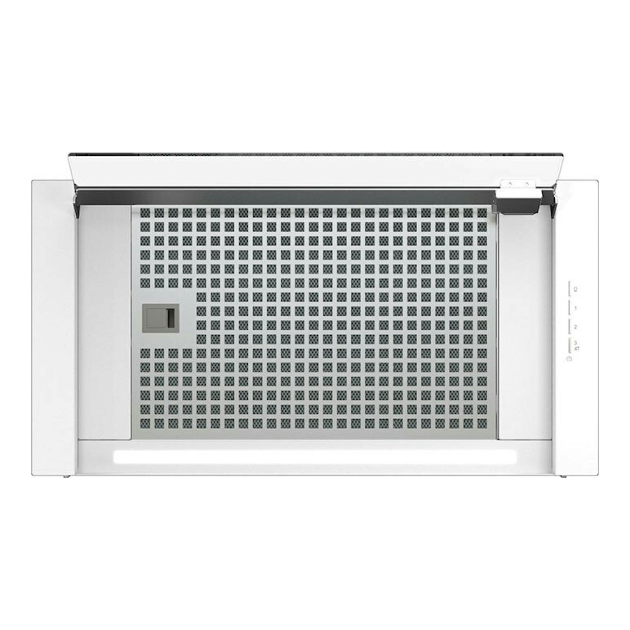Campana integrable Cata Corona WH 60/B blanca, vista frontal, con filtro metálico y panel derecho.