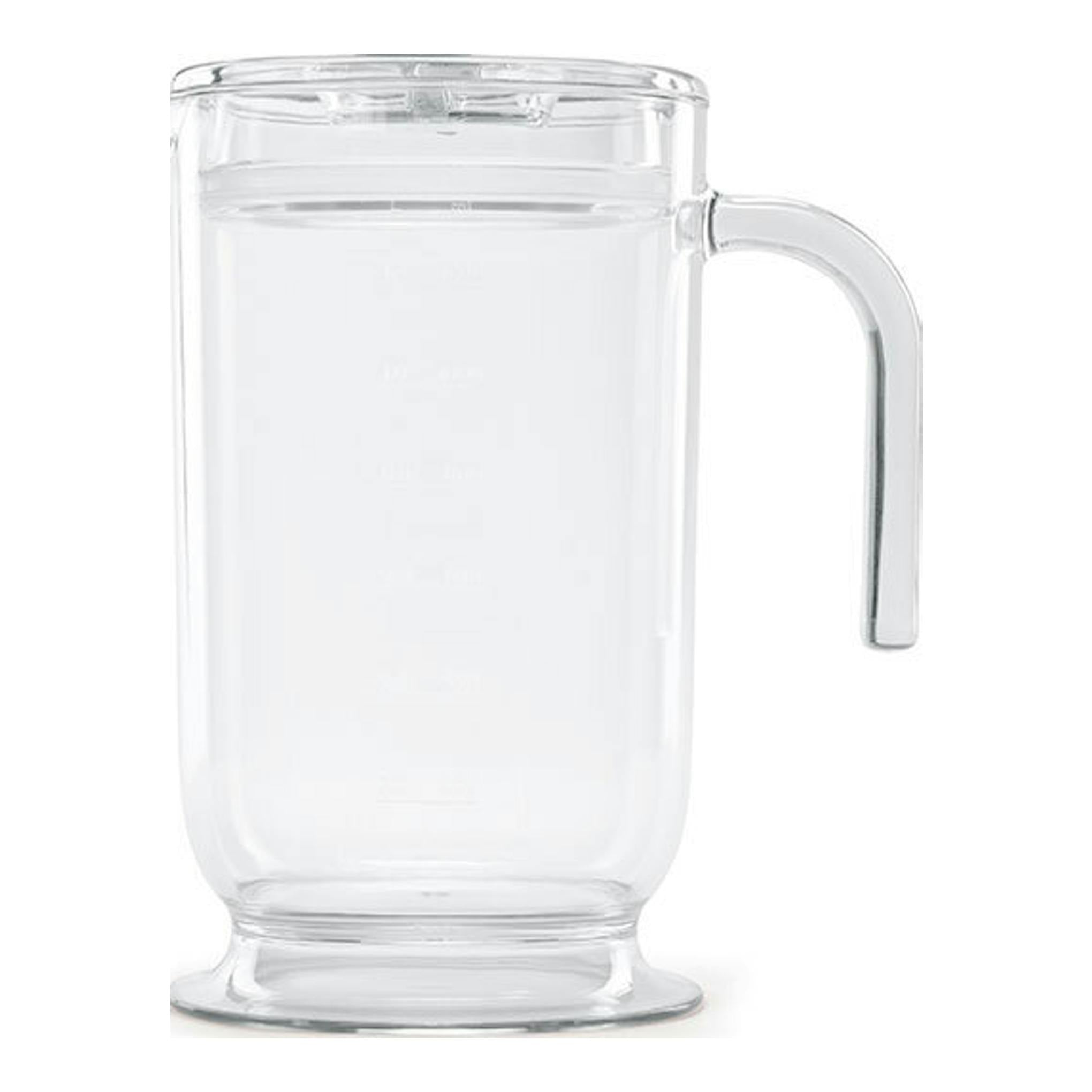Vaso medidor transparente con asa, vista frontal, para batidora Smeg HBF03RDEU.